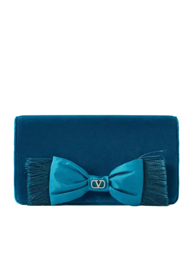 Vlogo Signature Mini Bow-detailed Velvet Shoulder Bag