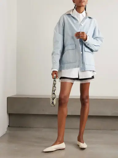 AGOLDE + Maria Mcmanus Oversized Leather-trimmed Denim Jacket | Thumbnail 2 AGOLDE + Maria Mcmanus Oversized Leather-trimmed Denim Jacket | Thumbnail 2