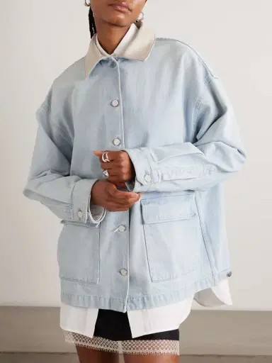 AGOLDE + Maria Mcmanus Oversized Leather-trimmed Denim Jacket | Thumbnail 3 AGOLDE + Maria Mcmanus Oversized Leather-trimmed Denim Jacket | Thumbnail 3