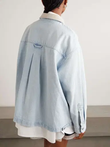 AGOLDE + Maria Mcmanus Oversized Leather-trimmed Denim Jacket | Thumbnail 4 AGOLDE + Maria Mcmanus Oversized Leather-trimmed Denim Jacket | Thumbnail 4