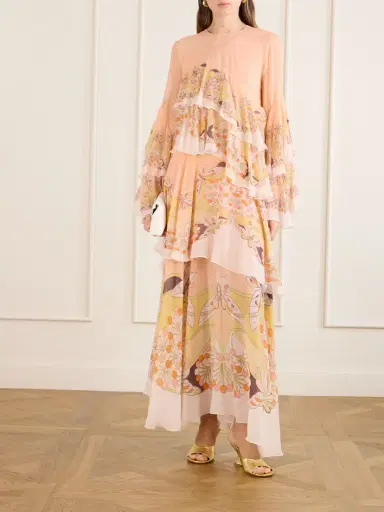La DoubleJ Naiad Asymmetric Tiered Floral-print Silk-chiffon Maxi Dress | Thumbnail 2 La DoubleJ Naiad Asymmetric Tiered Floral-print Silk-chiffon Maxi Dress | Thumbnail 2