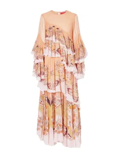 La DoubleJ Naiad Asymmetric Tiered Floral-print Silk-chiffon Maxi Dress | Thumbnail 1 La DoubleJ Naiad Asymmetric Tiered Floral-print Silk-chiffon Maxi Dress | Thumbnail 1