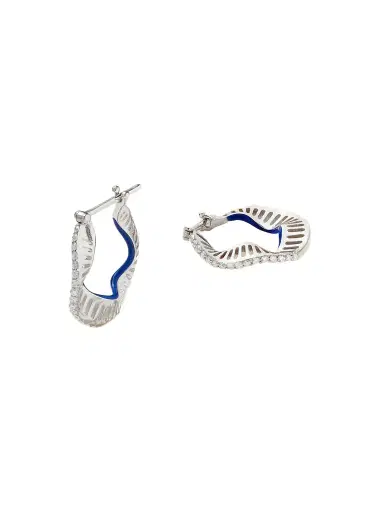 L’Atelier Nawbar Wave 18-karat White Gold, Enamel And Diamond Earrings | Thumbnail 1 L’Atelier Nawbar Wave 18-karat White Gold, Enamel And Diamond Earrings | Thumbnail 1