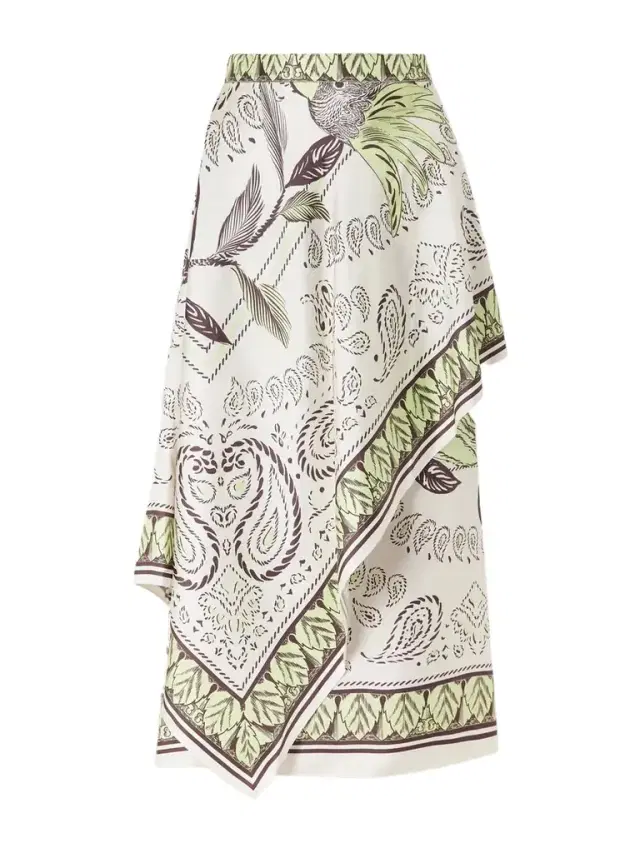 Printed Silk-twill Wrap Skirt