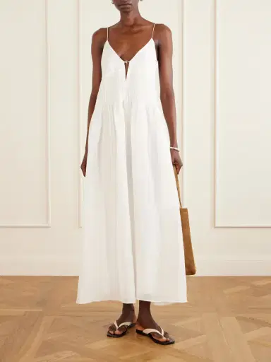Tory Burch Waisted Linen And Silk Blend Maxi Dress | Thumbnail 2