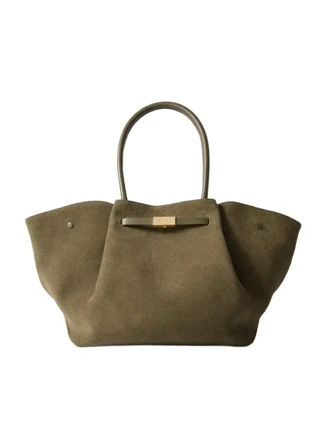The New York Large Leather-trimmed Perforated Suede Tote