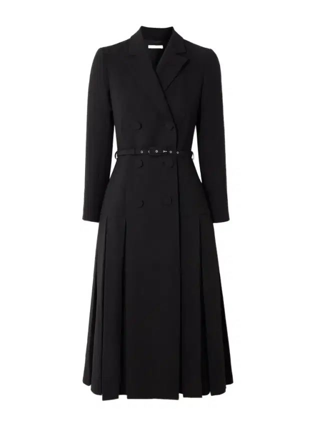 Chaney Belted Pleated Double-breasted Wool-crepe Midi Dress
