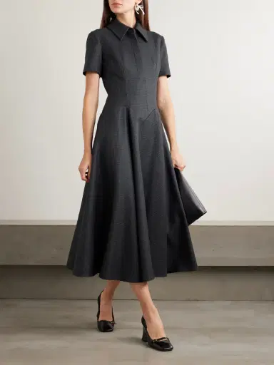 Emilia Wickstead Jody Paneled Prince Of Wales Checked Wool-blend Midi Shirt Dress | Thumbnail 2