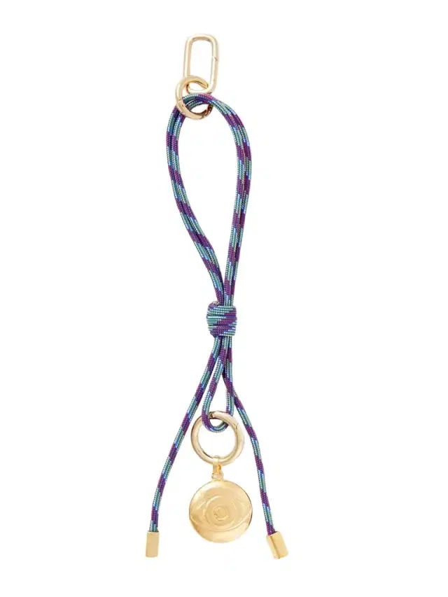 Evil Eye Gold-plated Striped Cord Bag Charm