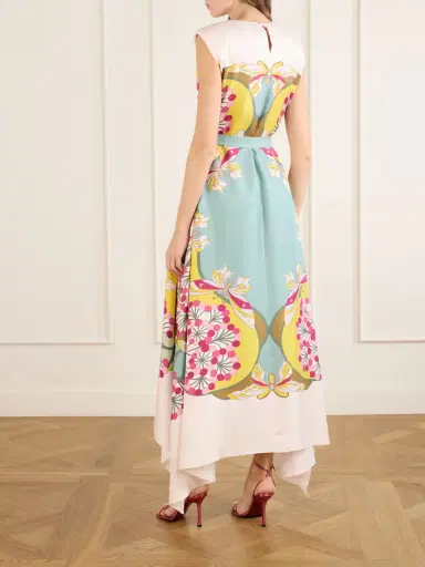 La DoubleJ San Carlo Belted Printed Silk Maxi Dress | Thumbnail 3