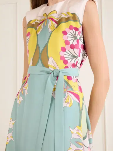 La DoubleJ San Carlo Belted Printed Silk Maxi Dress | Thumbnail 4