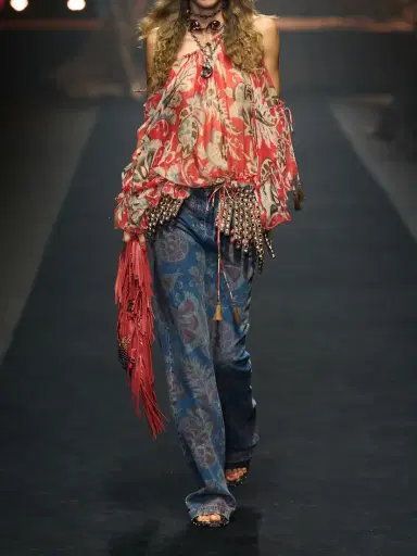 Etro Off-the-shoulder Asymmetric Tasseled Ruffled Printed Silk-chiffon Blouse | Thumbnail 5 Etro Off-the-shoulder Asymmetric Tasseled Ruffled Printed Silk-chiffon Blouse | Thumbnail 5