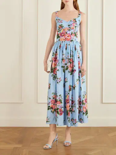 Dolce & Gabbana Tiered Floral-print Cotton-poplin Midi Dress | Thumbnail 2 Dolce & Gabbana Tiered Floral-print Cotton-poplin Midi Dress | Thumbnail 2