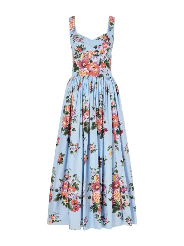Tiered Floral-print Cotton-poplin Midi Dress