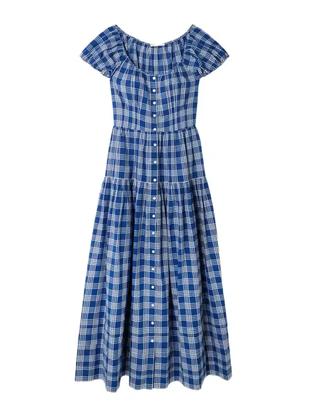 Valenne Tiered Checked Organic Cotton Midi Dress