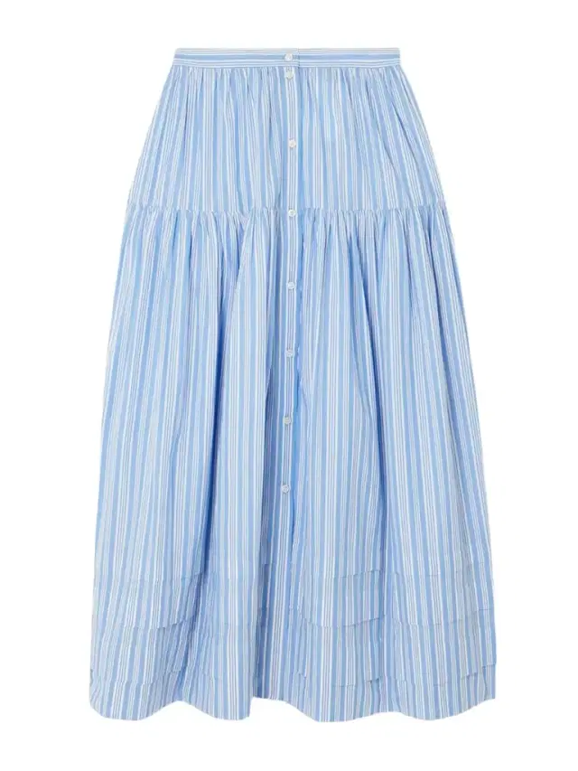 Marceline Tiered Striped Organic Cotton Midi Skirt