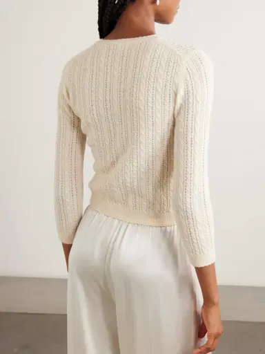 DÔEN Danae Cropped Cable-knit Cashmere Cardigan | Thumbnail 3