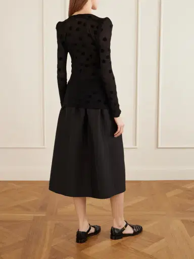 Junya Watanabe Polka-dot Flocked Cotton-jersey Blouse | Thumbnail 4
