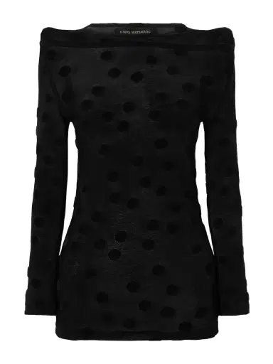 Junya Watanabe Polka-dot Flocked Cotton-jersey Blouse | Thumbnail 1