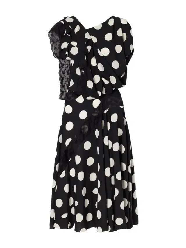 Lace-trimmed Polka-dot Georgette Midi Dress
