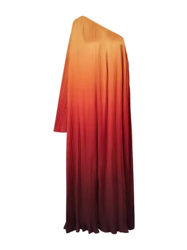 One-shoulder Pleated Satin Gown