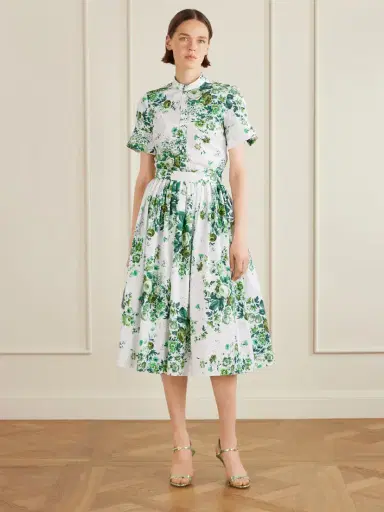 Erdem Pleated Floral-print Cotton-poplin Midi Skirt | Thumbnail 2