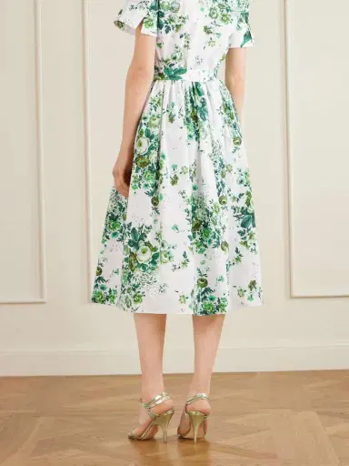 Erdem Pleated Floral-print Cotton-poplin Midi Skirt | Thumbnail 3