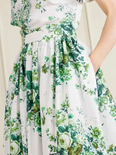 Erdem Pleated Floral-print Cotton-poplin Midi Skirt | Thumbnail 4
