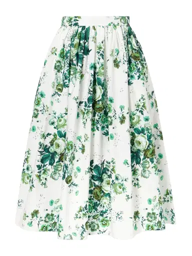 Erdem Pleated Floral-print Cotton-poplin Midi Skirt | Thumbnail 1