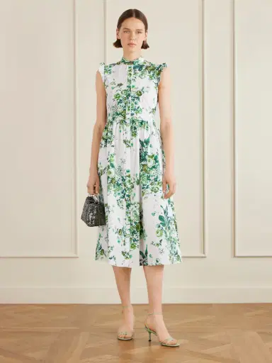 Erdem Ruffled Floral-print Cotton-poplin Midi Shirt Dress | Thumbnail 2