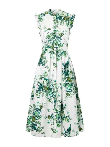 Erdem Ruffled Floral-print Cotton-poplin Midi Shirt Dress | Thumbnail 1