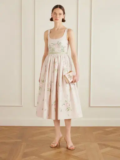 Erdem Floral-embroidered Cotton-faille Midi Dress | Thumbnail 2 Erdem Floral-embroidered Cotton-faille Midi Dress | Thumbnail 2