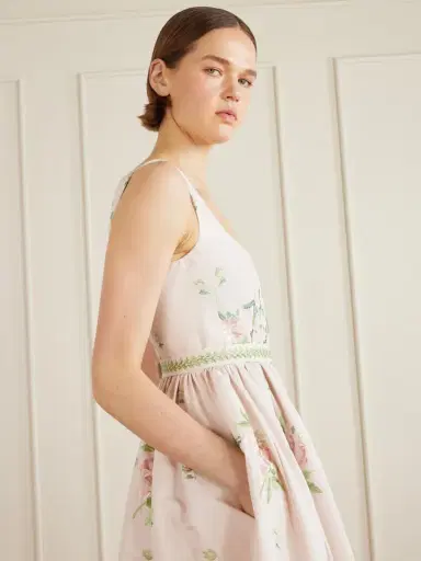 Erdem Floral-embroidered Cotton-faille Midi Dress | Thumbnail 3 Erdem Floral-embroidered Cotton-faille Midi Dress | Thumbnail 3