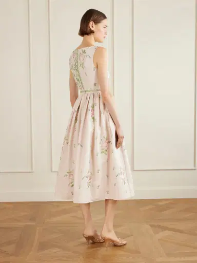 Erdem Floral-embroidered Cotton-faille Midi Dress | Thumbnail 4 Erdem Floral-embroidered Cotton-faille Midi Dress | Thumbnail 4