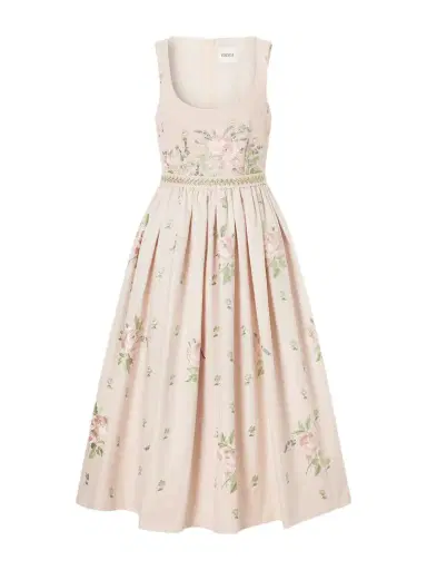 Erdem Floral-embroidered Cotton-faille Midi Dress | Thumbnail 1 Erdem Floral-embroidered Cotton-faille Midi Dress | Thumbnail 1