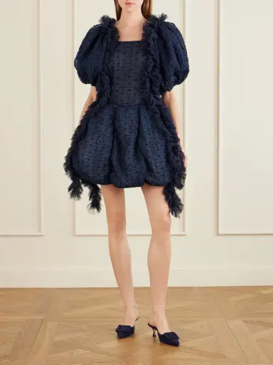 Pauline Dujancourt Flower Smocked Recycled-organza Mini Dress | Thumbnail 2