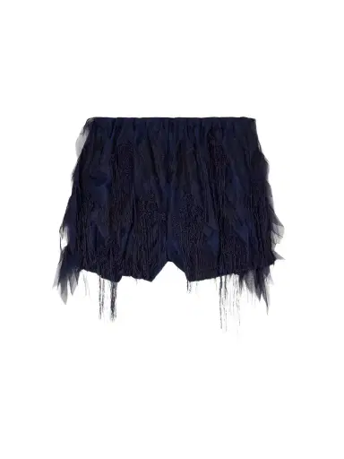 Pauline Dujancourt Argyle Fringed Lace And Crochet-trimmed Tulle Shorts | Thumbnail 1 Pauline Dujancourt Argyle Fringed Lace And Crochet-trimmed Tulle Shorts | Thumbnail 1