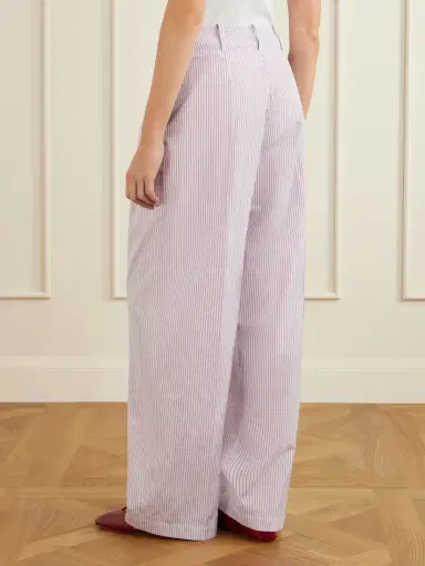 RÙADH Dean Pleated Striped Organic Cotton-poplin Wide-leg Pants | Thumbnail 4