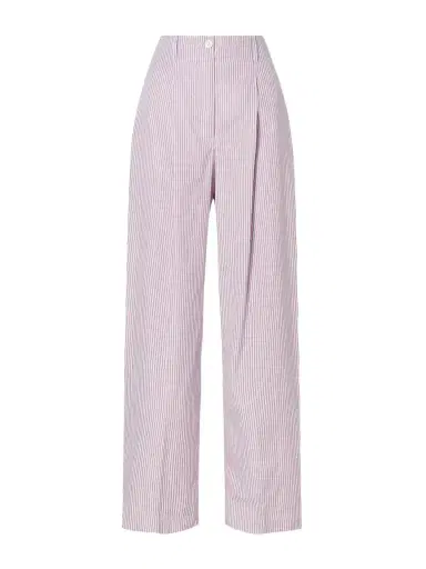 RÙADH Dean Pleated Striped Organic Cotton-poplin Wide-leg Pants | Thumbnail 1