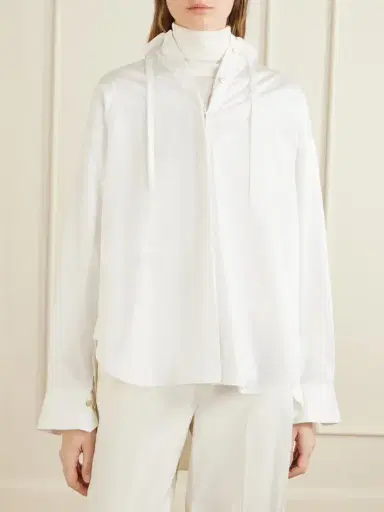 RÙADH The Dune Tie-detailed Cotton-sateen Shirt | Thumbnail 3 RÙADH The Dune Tie-detailed Cotton-sateen Shirt | Thumbnail 3