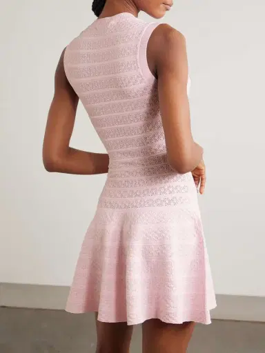 Self-Portrait Button-embellished Pointelle-knit Mini Dress | Thumbnail 3 Self-Portrait Button-embellished Pointelle-knit Mini Dress | Thumbnail 3