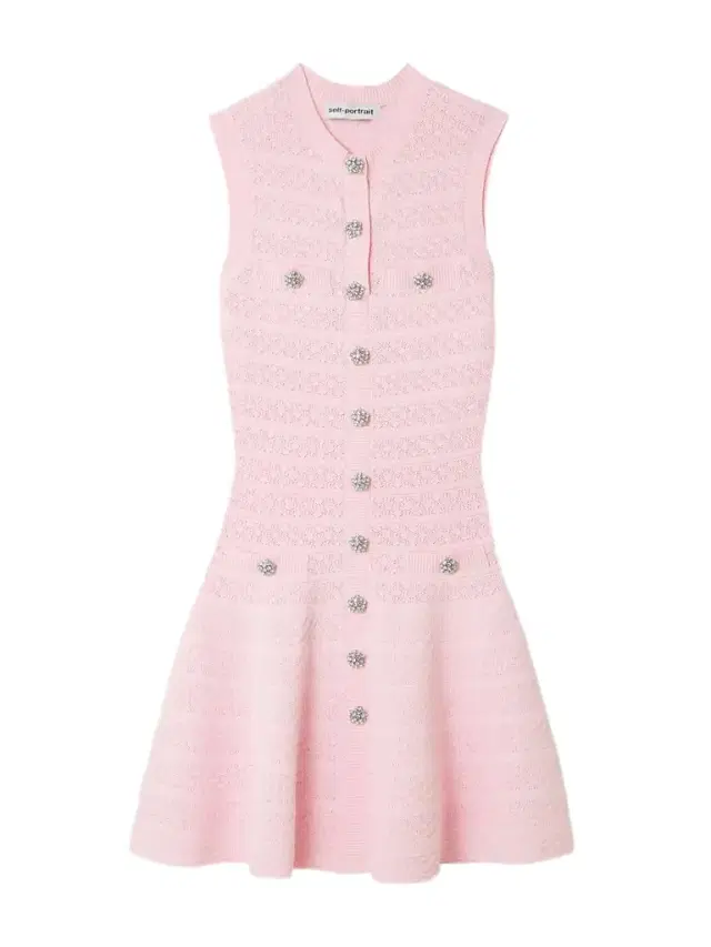 Button-embellished Pointelle-knit Mini Dress