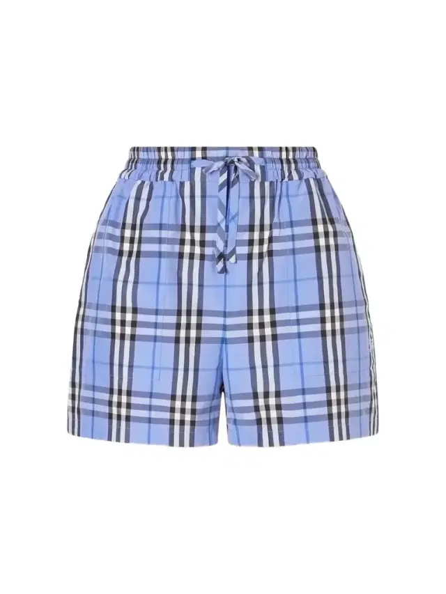 Plaid Drawstring Cotton Shorts