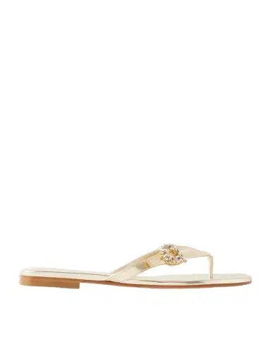 Roger Vivier Strass B Crystal-embellished Metallic Leather Sandals | Thumbnail 1 Roger Vivier Strass B Crystal-embellished Metallic Leather Sandals | Thumbnail 1