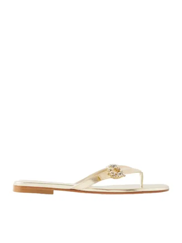 Strass B Crystal-embellished Metallic Leather Sandals