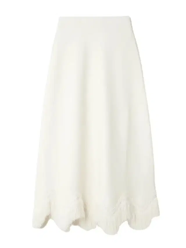 Pauline Scalloped Fringed Knitted Midi Skirt