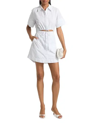 Simkhai Women's Marcy Striped Cotton Mini-Shirtdress - White Stripe - Size 0 | Thumbnail 2 Simkhai Women's Marcy Striped Cotton Mini-Shirtdress - White Stripe - Size 0 | Thumbnail 2
