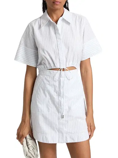 Simkhai Women's Marcy Striped Cotton Mini-Shirtdress - White Stripe - Size 0 | Thumbnail 3 Simkhai Women's Marcy Striped Cotton Mini-Shirtdress - White Stripe - Size 0 | Thumbnail 3