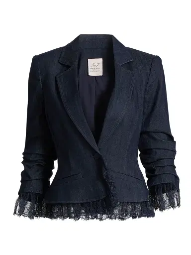 Cinq à Sept Women's Roxie Lace-Trim Denim Jacket - Indigo - Size 0 | Thumbnail 1