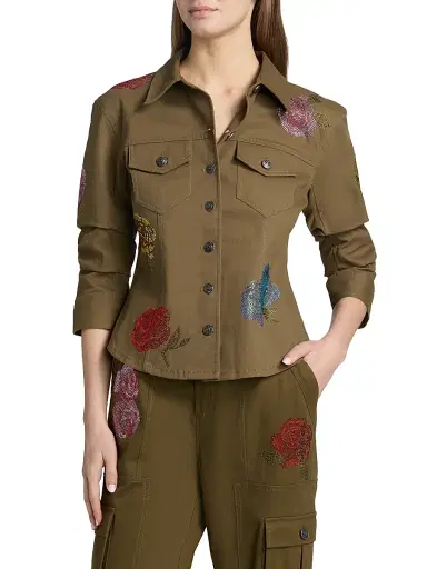 Cinq à Sept Women's Canyon Crystal Rose Scrunched Jacket | Thumbnail 3 Cinq à Sept Women's Canyon Crystal Rose Scrunched Jacket | Thumbnail 3